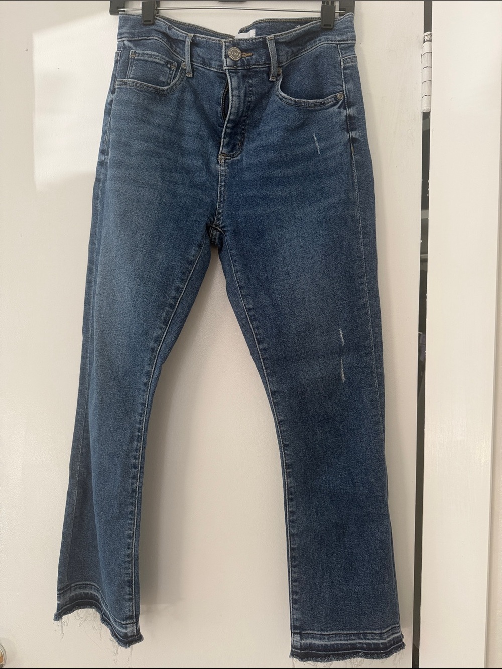 LOFT Dark Blue Cropped Straight Jeans